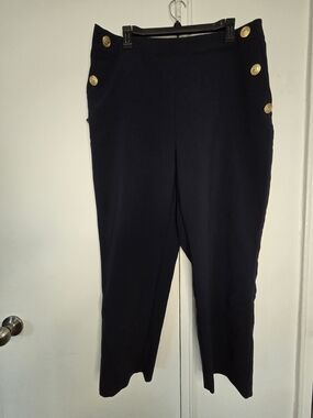Zara Black High-Waist Tapered Pants with Gold Buttons